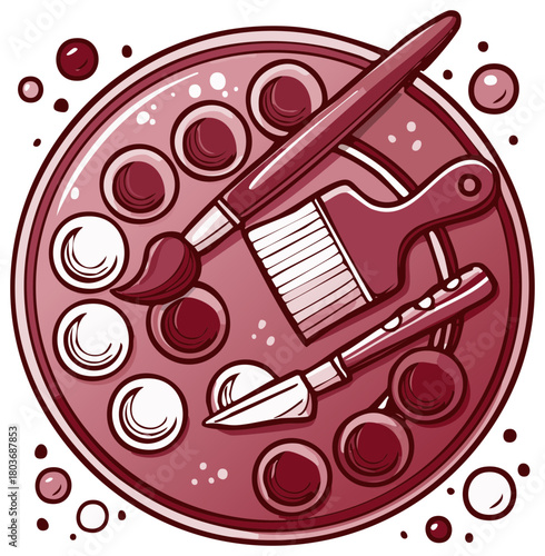 Art supplies illustration watercolor palette brushes artist tools