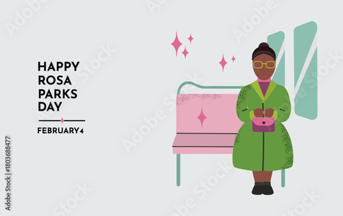 Rosa Parks Day on 4 February card banner invitation poster
