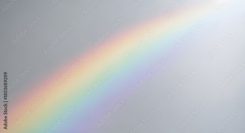 Obraz premium A rainbow arc visible against a light gray sky with a bright diffused light source in the background