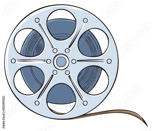 Vintage Film Reel Blue Tones Media Concept Retro Movie Spool Cinema Technology