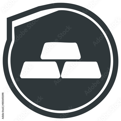 Gold Ingots Icon in Round Navigation Tag for Business, Wealth, or Finance Concepts