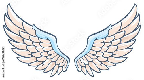 Cartoon Angel Wings With Blue Accent Details