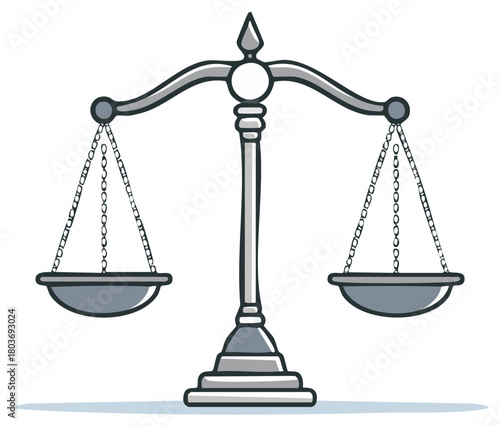 Illustration of Justice Scales Symbolizing Equality, Fairness, and Impartiality Concept