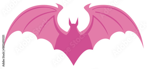 Stylized Pink Bat Wings Outspread Silhouette Isolated