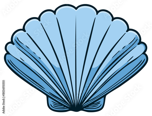 Stylized Blue Seashell Illustration Elegant Graphic Design Element Marine Life