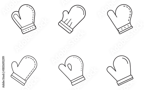 Variety of winter mittens icons representing warmth and protection from the cold seasonal weather perfect for graphic designs and illustrations