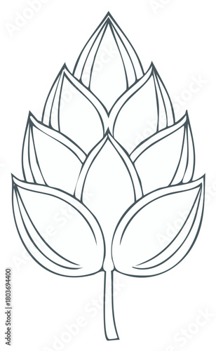 Simple hop cone line art illustration botanical icon for beer and brewing design