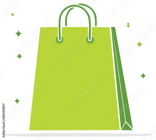 Green Shopping Bag With Sparkle Accents For Retail and Online Purchases
