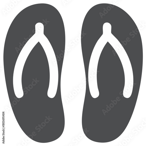 Pair of flip-flops for summer vacation, beach footwear, casual shoes, flat sandals for holiday travel, recreation.