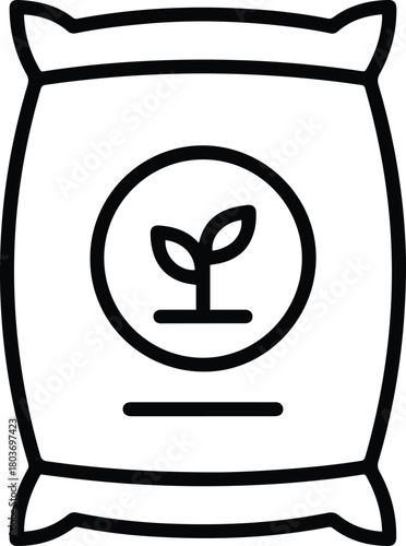 Fertilizer Sack Line Icon - Agriculture Plant Growth Symbol
