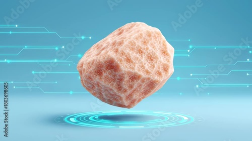 The rising demand for rare earth minerals and their importance as raw materials in the electronic components industry. Floating rare earth minerals with a simple background.