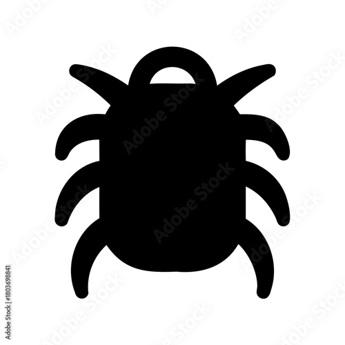 Black silhouette icon of an insect, pest, mite, or computer bug. Vector, illustration
