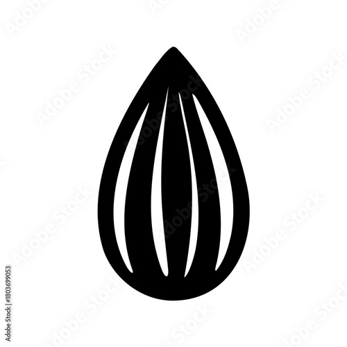 Almond nut simple silhouette icon, vegan food illustration Vector, illustration