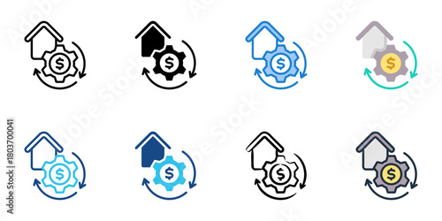 Mortgage refinancing icon set multiple style collection 
