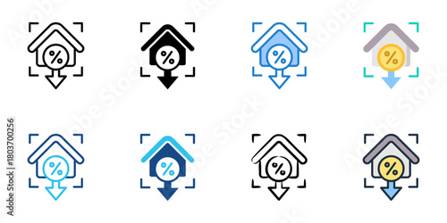 Mortgage points icon set multiple style collection 
