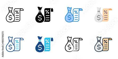 Principal and interest icon set multiple style collection 
