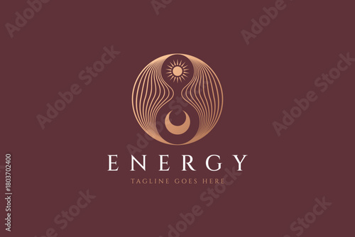 Infinity Symbol with Sun and Moon Representing Energy, Balance, and Celestial Harmony