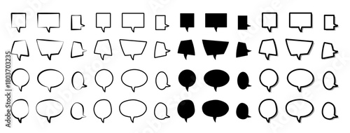 黒色の吹き出し48個のセット