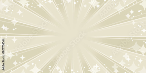 光線と白い星のキラキラ背景／華やかな抽象ライトデザイン（横）| ベクター素材 バナー コピースペース カード ウェブ