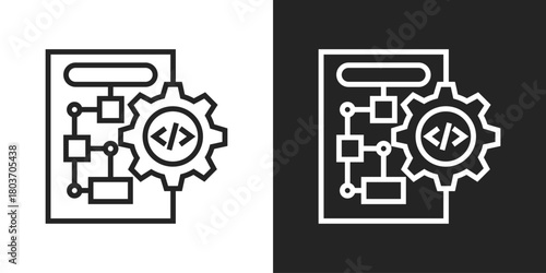 Algorithms Icon In Black And White Line Style