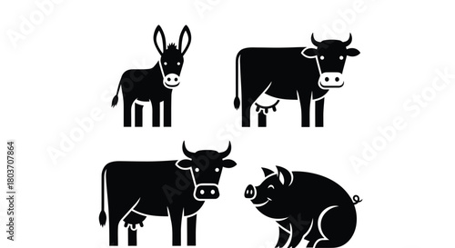 Farm animals vector set for agriculture education and branding needs