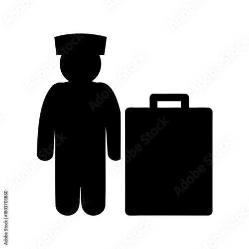 Bellhop icon with luggage, hotel service and travel symbol Vector, illustration