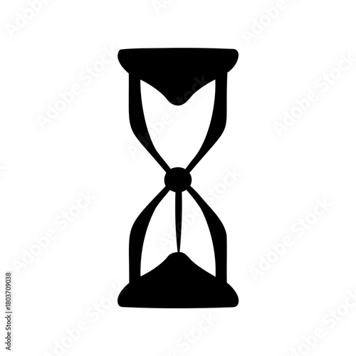 Black hourglass silhouette icon representing time passage Vector, illustration