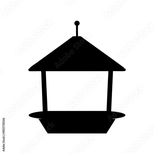 Classic bird feeder simple black silhouette icon design Vector, illustration