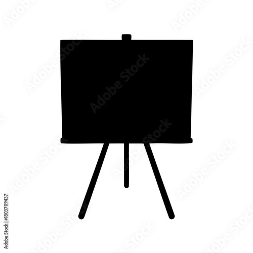 Clean black presentation board or easel stand silhouette Vector, illustration