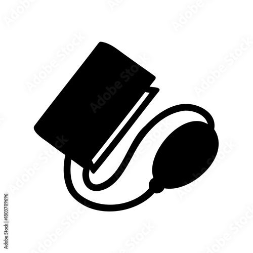 Blood pressure cuff and bulb, essential health monitor icon Vector, illustration