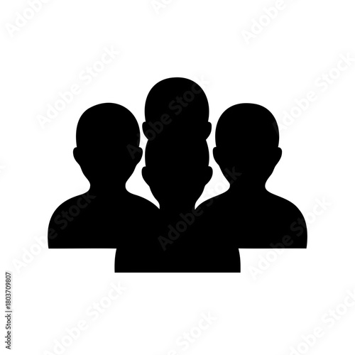 Group of three people icon representing users or team Vector, illustration