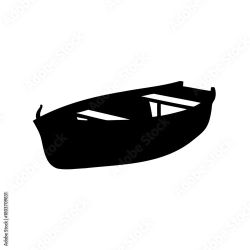Small boat silhouette icon for water transport concepts Vector, illustration