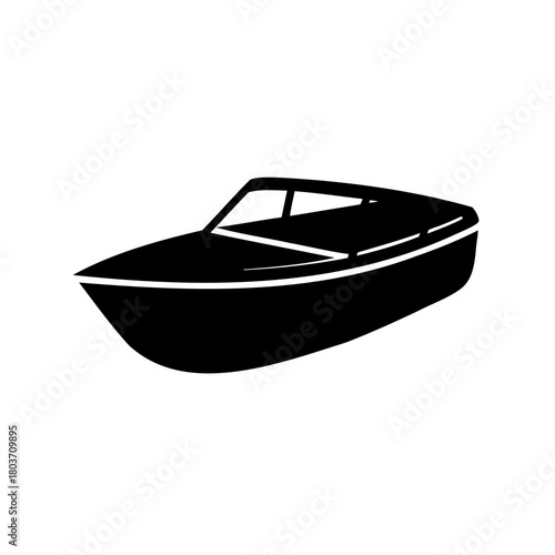 Black silhouette of a speed boat, watercraft vector icon. Vector, illustration