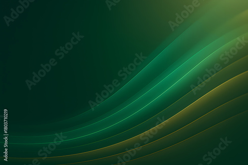 Elegant Green Abstract Wave Background with Soft Gradients and Golden Accents