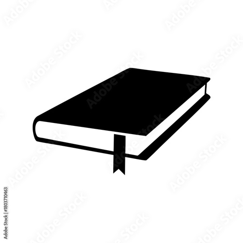 Minimalist black book icon with bookmark for education Vector, illustration