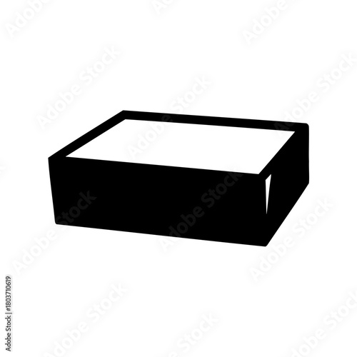 Black rectangular open box 3d graphic simple icon design Vector, illustration