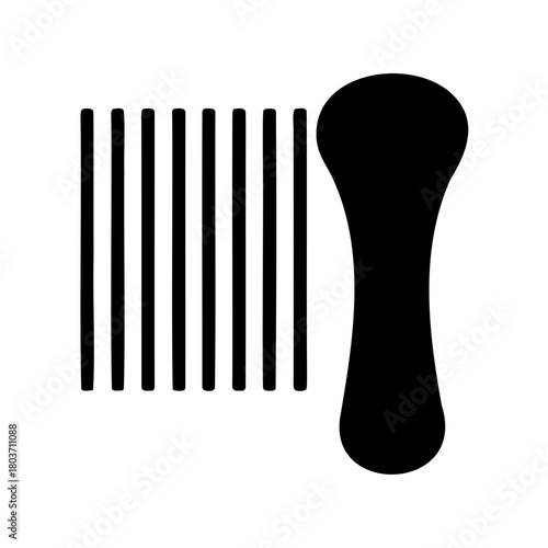 Afro pick or hair pick silhouette on white background Vector, illustration