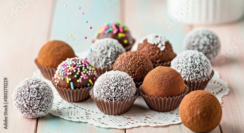 Sweet Brazilian Brigadeiros Decadent Chocolate Truffles Under Soft Diffused Illumination