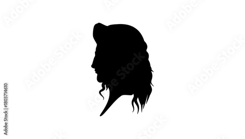 Demeter portrait, black isolated silhouette