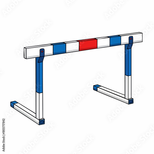 Isolated hurdle for jumping practice, shown against white background. This hurdle is used in track events, especially running races. Sporting hurdle concept for training, competition,