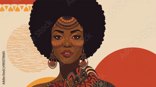 Afro Woman Vector Art for Social Media Identity Design.