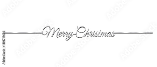 Transparent Background Silver Merry Christmas Text Divider or Border | Elegant Script Greeting Lettering Design Element for Holiday Card, Social Media Post, Header, and Web Banner