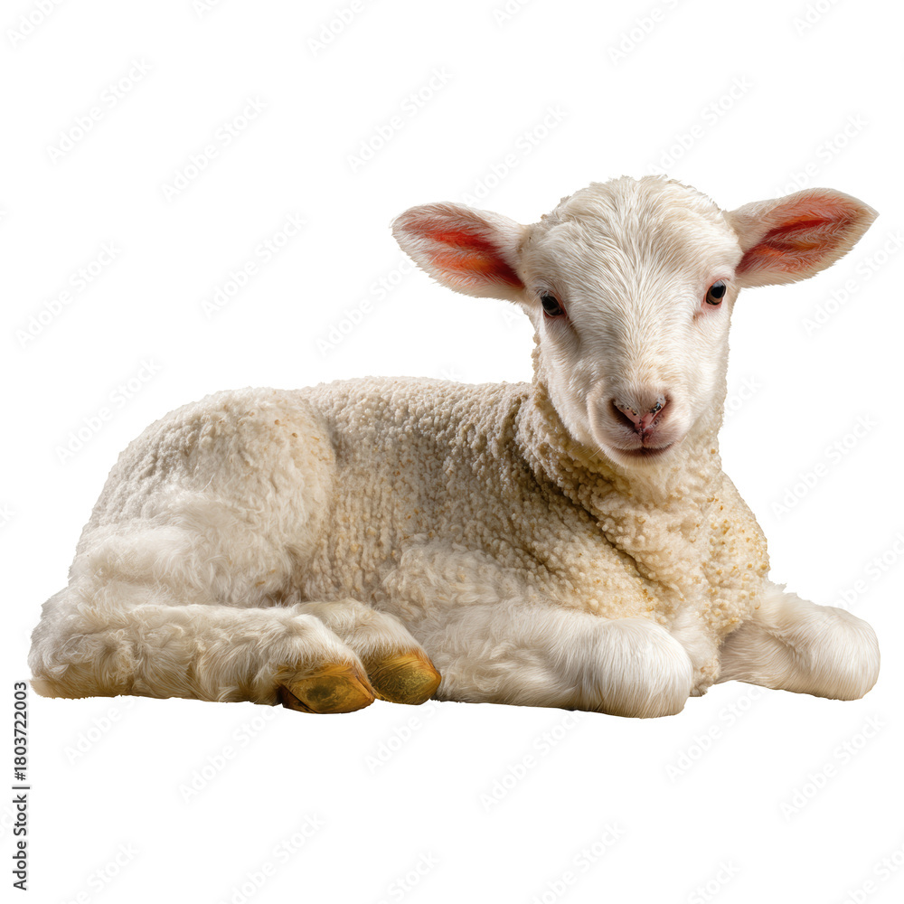 Fototapeta premium Lamb animal resting young, representing innocence and spring