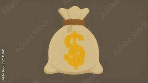 Money Bag with Dollar Sign Icon on a Dark Background.