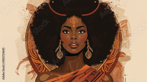 Afrocentric Modern Woman Illustration for Social Platforms.
