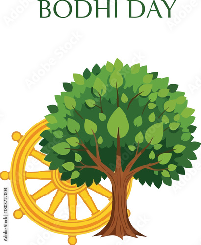Bodhi Day with Bodhi Tree and Dharma Wheel