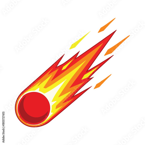 Red meteor with fiery tail