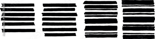 Collection of distressed black rectangular brush stroke elements