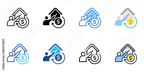 Homebuyer education icon set multiple style collection 
