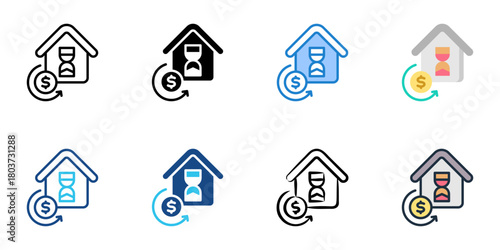 Mortgage term icon set multiple style collection 
